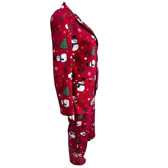 OppoSuits Ugly Christmas Suit Men 46 Blazer Pants Tie Snowman Tree Reindeer EUC - Picture 3 of 6